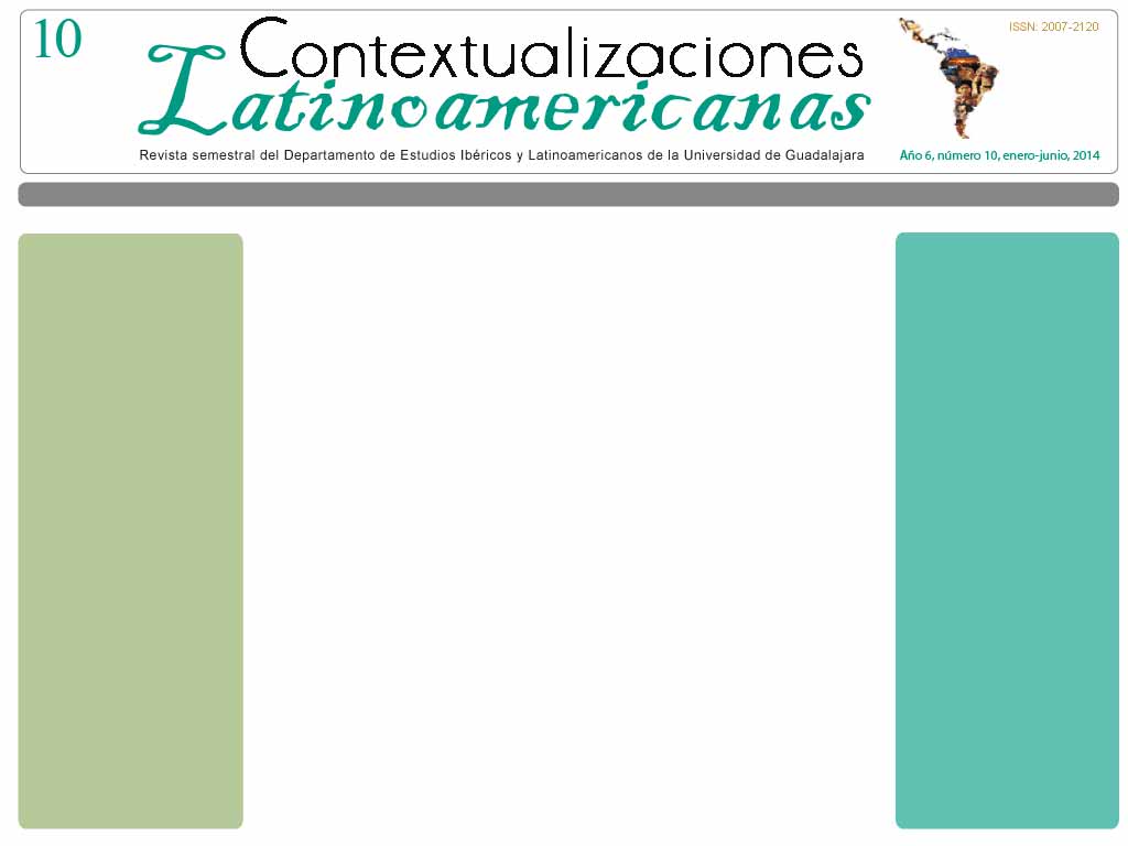 					Ver Vol. 1 Núm. 10 (7): Contextualizaciones Latinoamericanas Número 10 Enero- Junio 2014
				